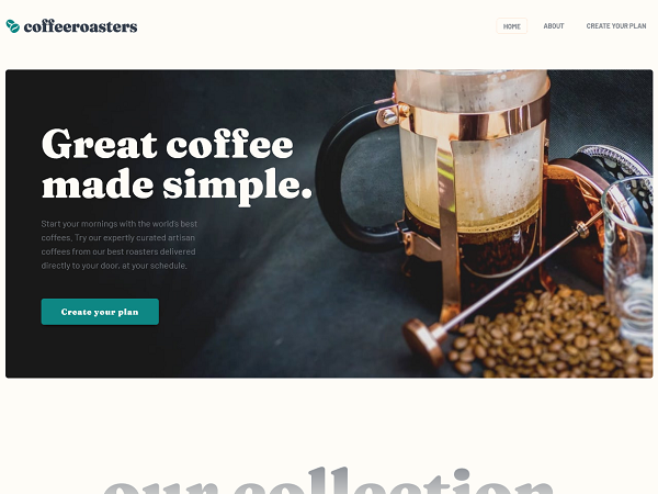 Coffeeroasters landing page