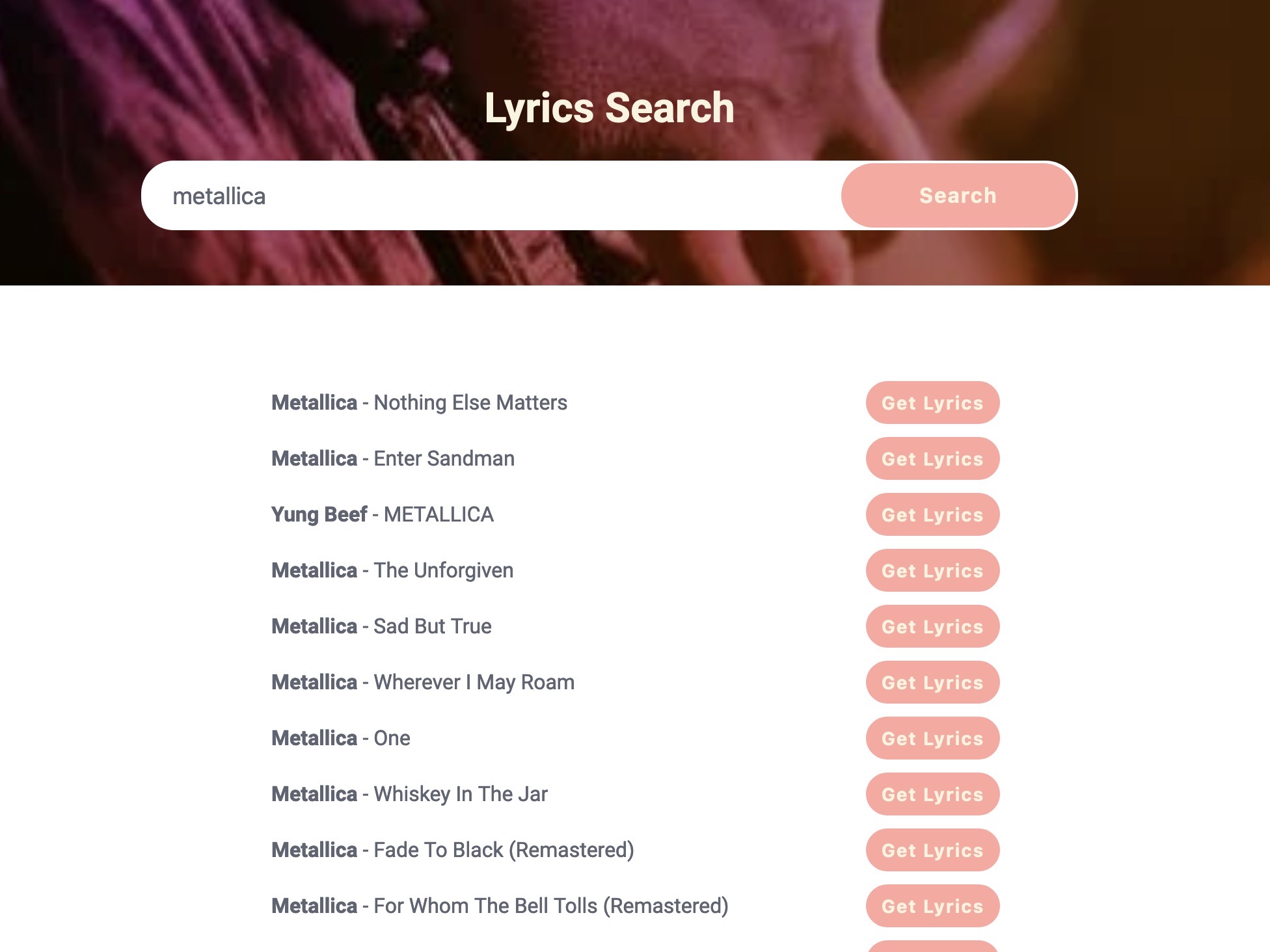 Lyrics Search App